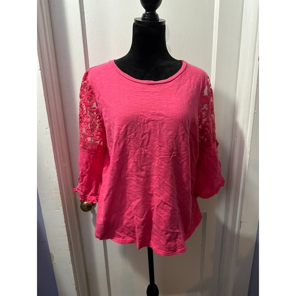 PinkBlush Pink Long Sleeve Top With Lace Detail in M